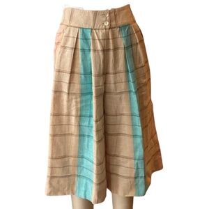 Vintage Cream, Blue, Pink Striped Long Culottes Shorts SZ 26/27